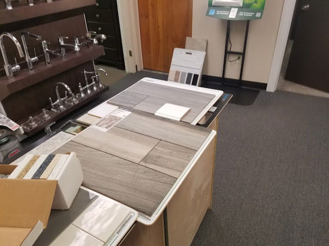 Finish samples at Peabody Supply Company Bath Showcase