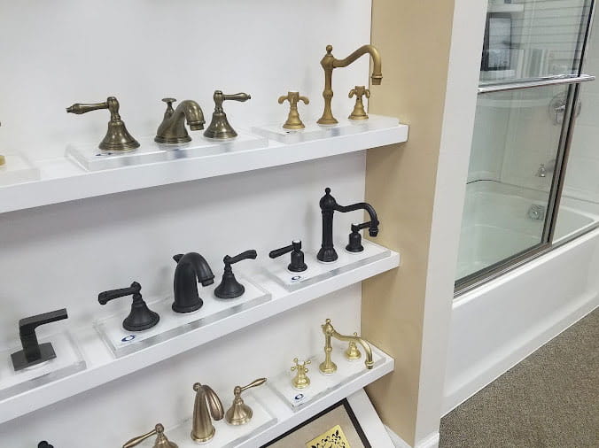 BAthroom faucet display at Peabody Supply Company Bath Showcase